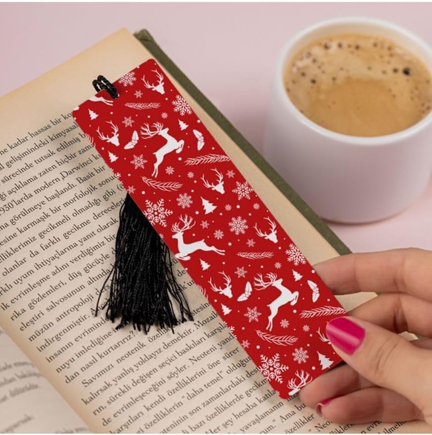 Yılbaşı Temalı Kitap Ayracı 13.5 cm x 4 cm Metal Malzeme - Görsel 5