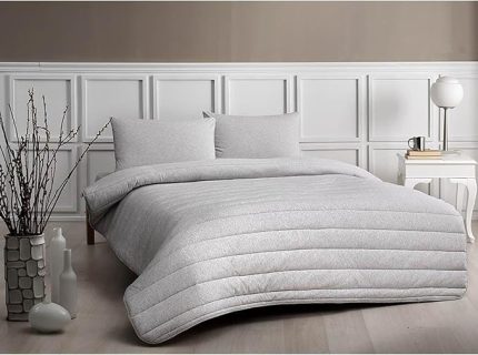 Jersey Yorgan Seti Natura Tek Kişilik Gri