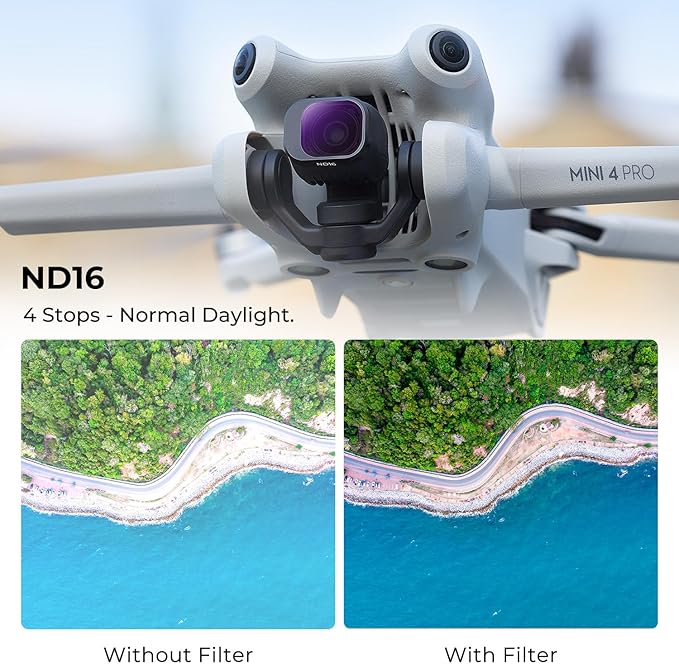 Concept Mini 4 Pro ND filtre seti, 4 adet ND8, ND16, ND32, ND64 filtre, DJI Mini 4 Pro ile uyumlu, çok katmanlı HD optik cam, alüminyum versiyon - Görsel 4