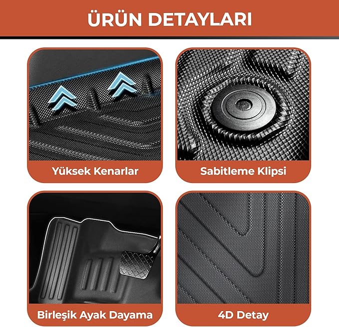 Kaymaz Taban Havuzlu Araç Paspası | Opel ile Uyumlu Astra H Hatchback (2004-2009) - Görsel 4