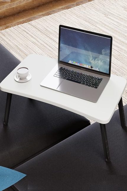 Laptop Sehpası Katlanabilir Yatak Koltuk Üstü Kahvaltı Bilgisayar Sehpası (Beyaz)