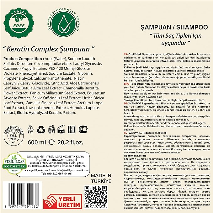 Keratin Kompleks Düzleştirici Şampuan 600ml - Pürüzsüz ve Parlak Saçlar İçin - Görsel 3