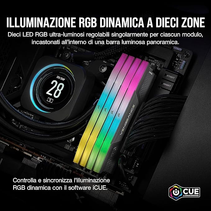 CMH96GX5M2E6000Z36 Vengeance RGB 96GB (2X48GB) 6000Mhz DDR5 CL36 AMD EXPO & Intel XMP Ram - Görsel 4