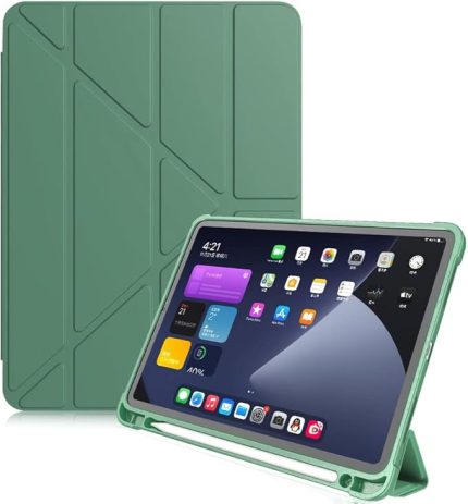 9. Nesil 10.2 ile uyumlu Kılıf Kalem Bölmeli Trifolding Case A2602 A2603 A2604 A2605 Koyu Yeşil