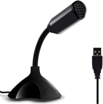 Masaüstü, Laptop ve Notebook Bilgisayarlar için Tak Çalıştır USB Girişli 13cm Masaüstü Mini Mikrofon Siyah - M308