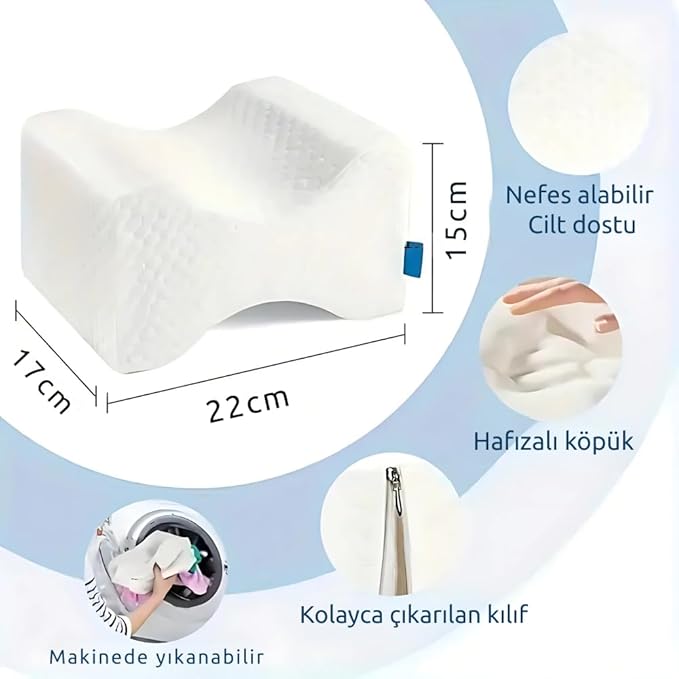 Ortopedik Bacak Arası Yastığı – Hamileler İçin Destek Minderi | Bel, Bacak ve Kalça Ağrısı İçin Uyku Yastığı | Yıkanabilir Kılıflı Ergonomik Diz Arası Yastık - Görsel 4
