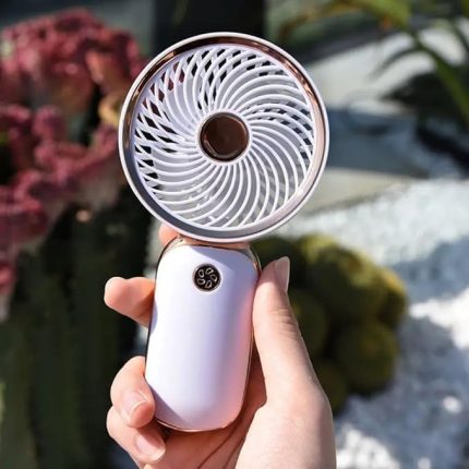 El Fanı Şarjlı Taşınabilir, USB Şarjlı Mini Fan, El Tipi Yaz Fanı, Sessiz ve Güçlü El Vantilatörü, Ofis, Seyahat ve Dış Mekan Kullanımı İçin Uygun Masaüstü Fanı (Pembe)