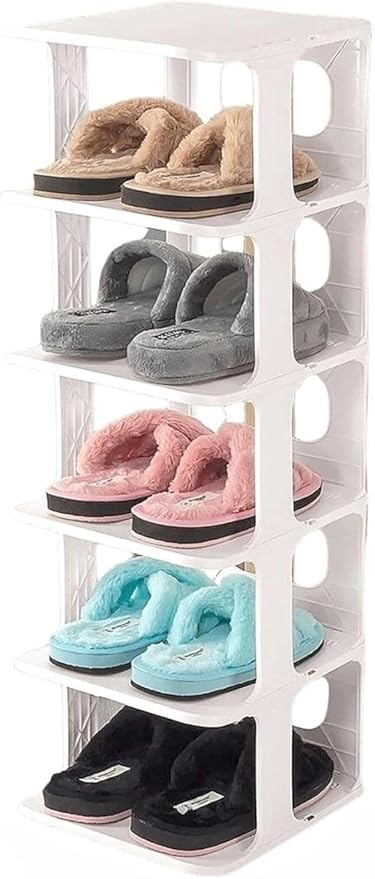 Home 5 Katlı Plastik Ayakkabılık Raf, Eklenebilir ve Büyütülebilir Düzenleyici Organizer, Kapı Önü ve Ev İçi Kullanım İçin İdeal, Uzun Ömürlü ve Dayanıklı (Beyaz)