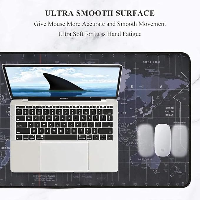 Dünya Haritası Ekstra Büyük Genişletilmiş Kaymaz Kauçuk Oyun Mouse Pad & Klavye Masa Mat Bilgisayar Aptop için (900 mm X 400 mm X 2 mm) L Zmp253 Siyah (Dünya Haritası, 90 X 40 cm) - Görsel 5