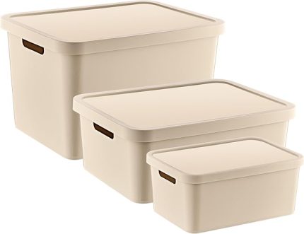 3'Lü Set Stafi Kapaklı Kutu Latte (4,5-12-18 LT)