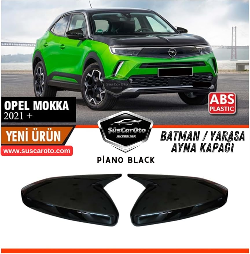 uyumlu Opel Mokka 2021 Sonrası Uyumlu Batman Yarasa Ayna Kapağı Piano Black Abs Plastik Sağ Sol Takım - Görsel 4