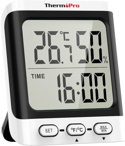 TP152 Saatli, Büyük 8.4 cm Ekranlı İç Mekan Dijital Termometre, Nem Ölçer ve Oda Saati (Higrometre)