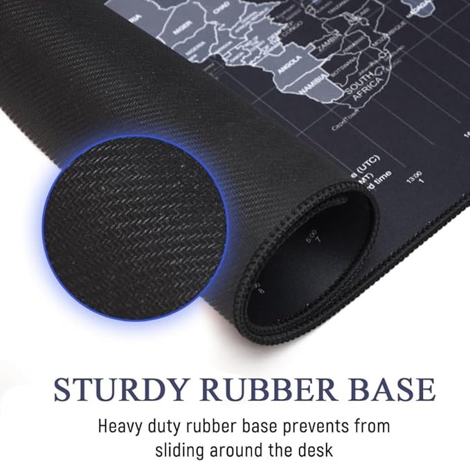 Dünya Haritası Ekstra Büyük Genişletilmiş Kaymaz Kauçuk Oyun Mouse Pad & Klavye Masa Mat Bilgisayar Aptop için (900 mm X 400 mm X 2 mm) L Zmp253 Siyah (Dünya Haritası, 90 X 40 cm) - Görsel 2