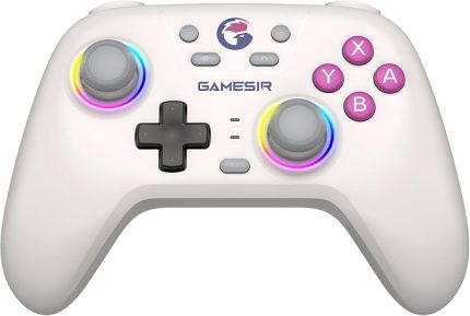 Nova Wireless Switch Pro Controller Switch/Lite/OLED için, Hall efektli JoySticks, RGB LED, Turbo, programlanabilir, hareket kontrolü, uyandırma fonksiyonu (beyaz)