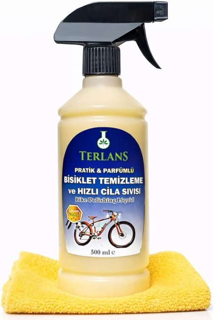 Parfümlü Bisiklet Temizleyici & Hızlı Cila 500 ml + Mikrofiber Bez | Organik Kir Giderici, Parlak Yüzey | Bike Cleaner & Polish
