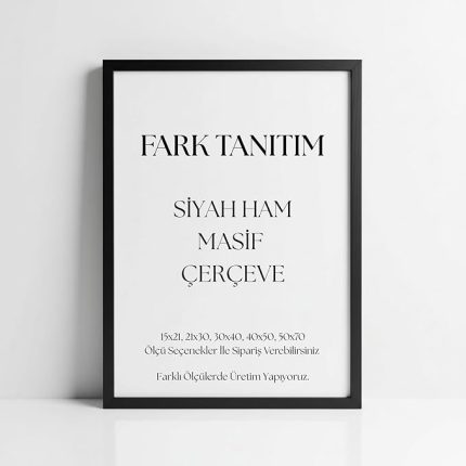 Tanıtım Premium Masif Çam Çerçeve - 3mm MDF Arkalık - 500 Mikron Kırılmaz Şeffaf PVC Ön Koruma - Şık ve Dayanıklı Duvar Ahşap Çerçevesi (Siyah, 40cm x 50cm)