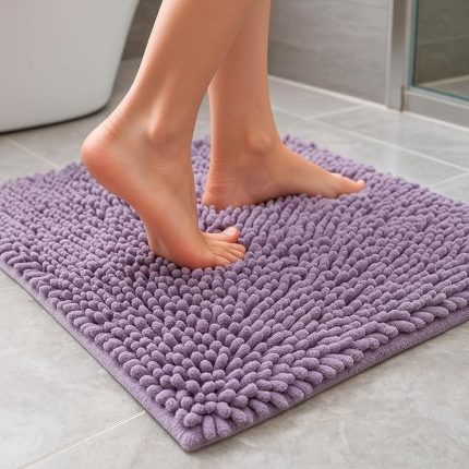 Mikrofiber Banyo Paspası – Su Emici, Modern ve Yumuşak Banyo Halısı (Mor)