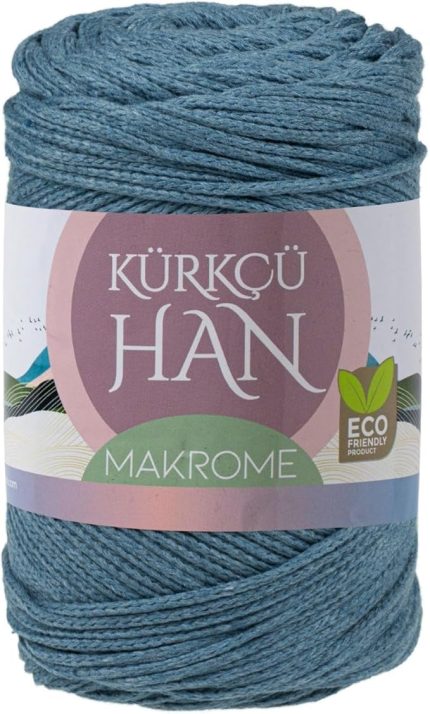 Han Makrome 3mm 200gr 130m Premium El Örgü İpi (Mavi)