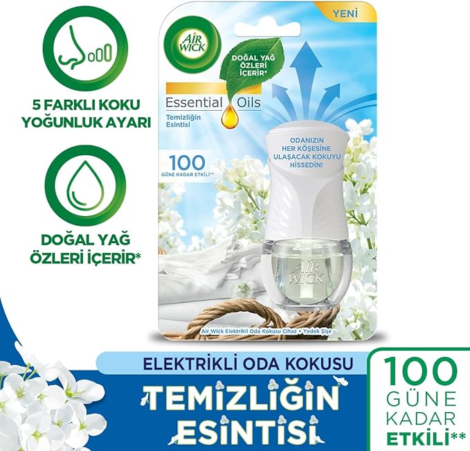 Wick Elektrikli Oda Kokusu Temizliğin Esintisi Kit (Cihaz + Yedek Şişe) + Sakura Bahçesi Yedek Şişe - Görsel 2