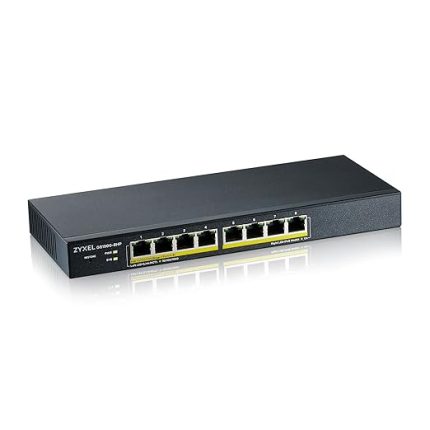 8 Port Gigabit PoE Switch | Smart Managed | Masa/Duvar Montajı ve Fansız Tasarım | 70 W Bütçe ile 8 PoE+ Bağlantı Noktası | VLAN, IGMP, QoS [GS1900-8HP]