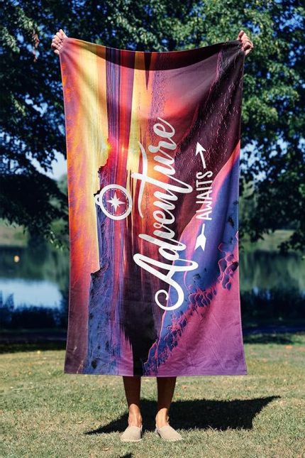 teknolojisi ile üretilen hafif ve kum tutmayan plaj havluları – 75X130 - 90x150 cm Adventures Awaits essnNM62