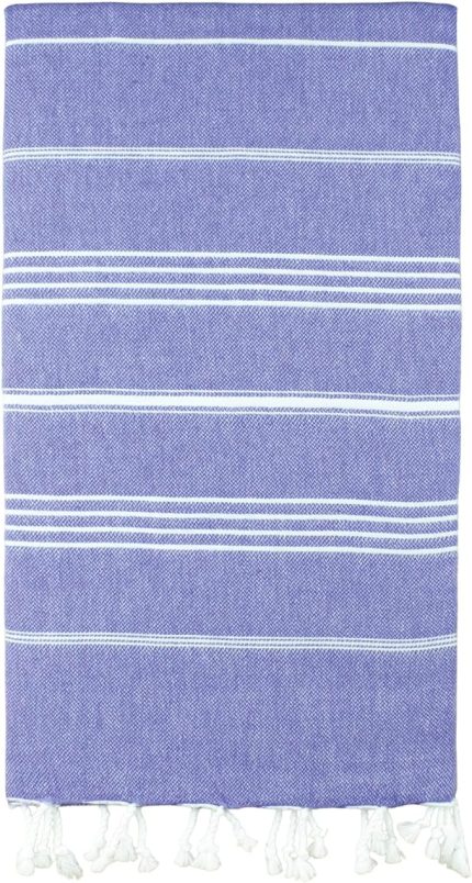 ve hamam havlusu -%100 pamuk - 95x165 cm - sauna, yoga, fitness, plaj için çok amaçlı kullanım - çizgili desen - mor