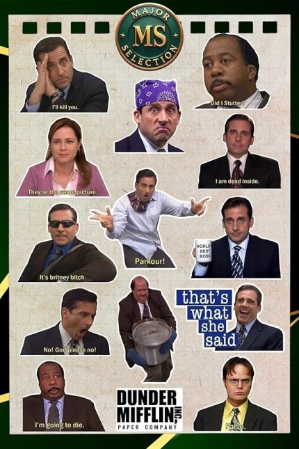 Office Temalı Sticker Seti 14 Adet – Dunder Mifflin, Funny Meme Laptop & Ajanda Sticker