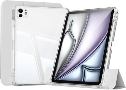 iPad Pro 13inç M4/M5 ile uyumlu Kılıf Kalem Bölmeli Akrilik Şeffaf Ayrılabilir Case 2024/2025