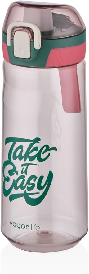 660ml Desenli Rahat Içim Polikarbon Matara (Yeşil-Kırmızı)