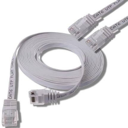 50 cm CAT6 Kablo Yassı Ethernet Network Lan Ağ İnternet Kablosu Beyaz