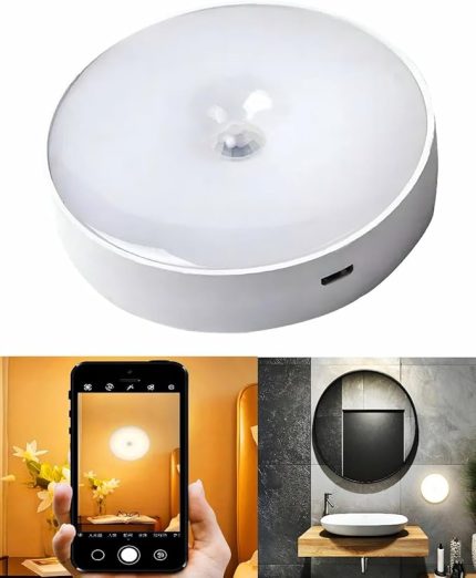 Usb Şarjlı Hareket Sensörlü Otomatik 8 Led Aydınlatma Işık Mıknatıslı Koridor, Banyo, Dolap, Merdiven, Gece Lambası, Mutfak, Balkon Dekorasyonu, Amber Renk 4000K Günışığı Delme Gerektirmez (1)