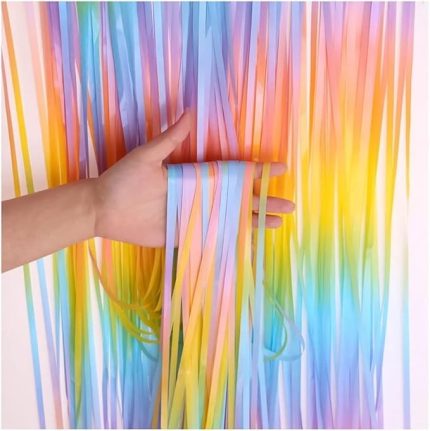 Arka Fon Kapı Perdesi Makaron Gökkuşağı 100x200 cm