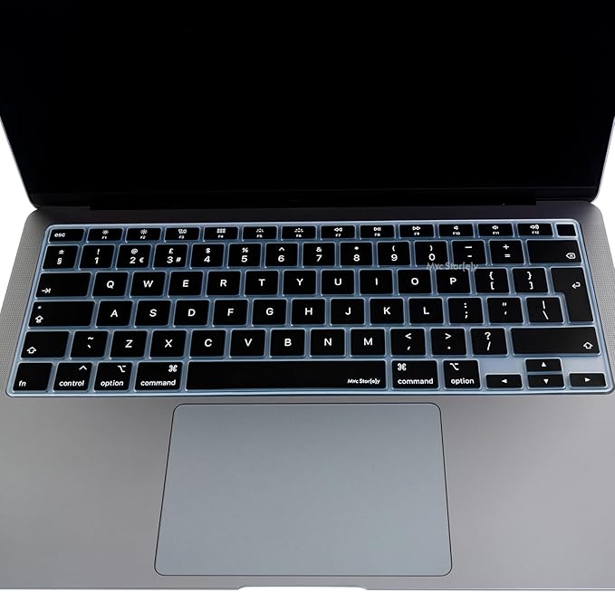 UK İngilizce Klavye Koruyucu MacBook Air A1932 A2179 A2337 M1 Uyumlu | Avrupa İngilizce ISO Ters L Enter | İnce Silikon Keyboard Cover Siyah Siyah - Görsel 3