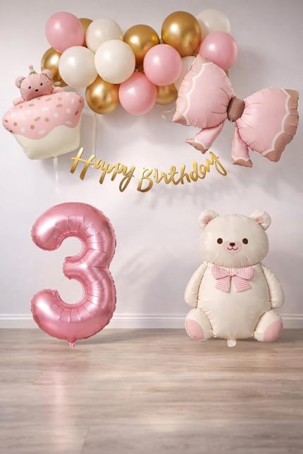 Ayıcık Temalı Kız Bebek Konsept Doğum Günü Seti (3)