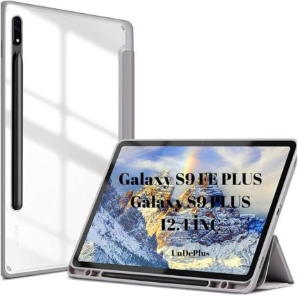 Galaxy Tab S9 FE Plus/S10 Plus/S9 Plus ile uyumlu Kılıf Grafiti Şeffaf Kalem Bölmeli X610-16-810-18 X820 Gri