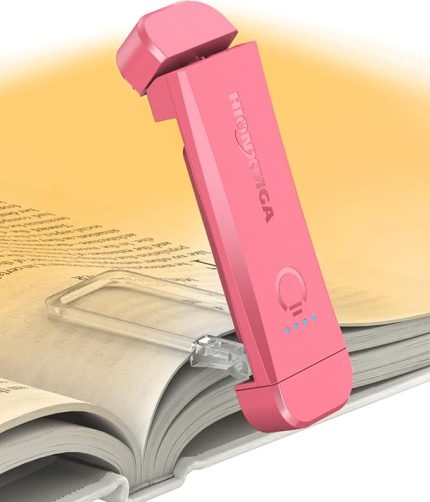 Kitap Okuma Işığı, Yatakta Okumak için Sessiz Dokunuşlu Kitap Lambası, 3 Amber Renk ve 7 LED'li Kitap Işığında Şarj Edilebilir Klips, Göz Bakımı Gece Okuma, Kitap Severler, Çocuklar, Pembe