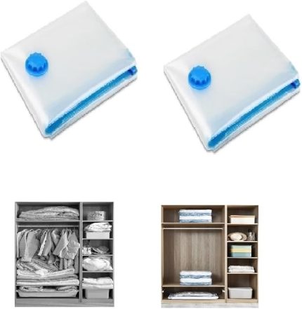 Vakumlu Hurç, Dolap Düzenleyici Elbise Saklama Poşeti, 1 adet 80x100x38cm+1 adet 100x100x49cm,%80 Yer Tasarrufu (Küp Set 2'li)