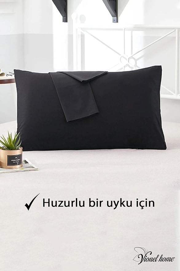 Home Pamuklu 2'li Kapaklı Yastık Kılıfı 50x70 cm - Yumuşak ve Nefes Alabilir (Siyah) - Görsel 2