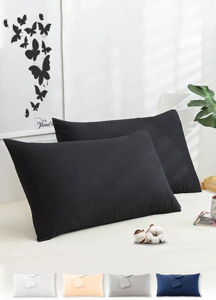 Home Pamuklu 2'li Kapaklı Yastık Kılıfı 50x70 cm - Yumuşak ve Nefes Alabilir (Siyah)