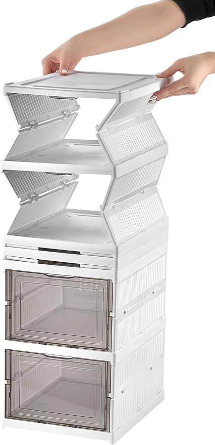 6 Katlı, Katlanabilir Ayakkabılık, Taşınabilir Çok Amaçlı, Geniş, Katlanabilir Dolap ve Raf, Katlanır Taşınabilir Premium Portatif Organizer Ayakkabılık (25,5cm x 34,5cm x 105,5cm) (ANTRASİT) - Görsel 4