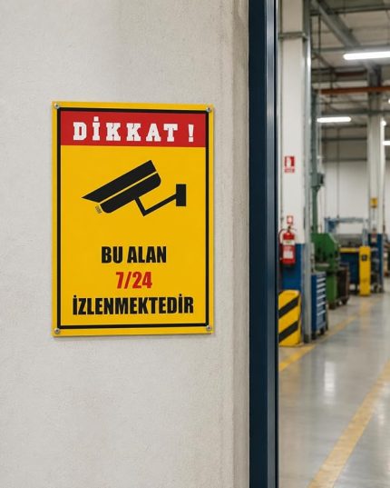 Güvenliği Bu Bölge Kamera İle İzlenmektedir Levhası Beyaz 20 x 30 karbonNM2098