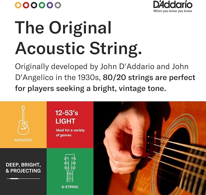 Ej36 Akustik Gitar Tel Seti 12 Telli, ( .010-.047) Ligh | Western gitar için parlak 80/20 bronz teller, net tonlu, güçlü projeksiyon, dengeli tepki ve güvenilirlik. - Görsel 4