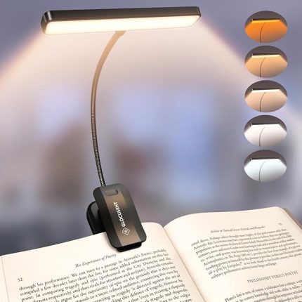26 LED okuma lambası, okuma lambası USB-C şarj edilebilir 360° esnek, 5 renk ışık ve 5 parlaklık, göz koruması, hafıza modlu kitap lambası, yatakta okuma için (siyah)