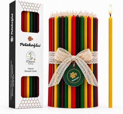 5 Renk Balmumu Mum (Beeswax Candle) 40 Adet 20 cm İnce Uzun Dilek ve Doğum Günü Mumu Doğal El Yapımı Parti Ritüel