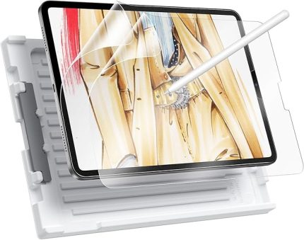 Paper Feel iPad Pro 12,9 inç (2022/2021/2020/2018) ile uyumlu koruyucu folyo, kağıt yazma hissi, ince ve hızlı tepki verir, pratik hizalama kabı, çizilmeye karşı koruma, mat folyo, 2 adet
