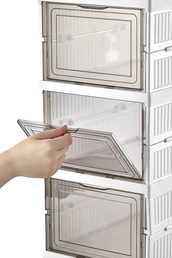 6 Katlı, Katlanabilir Ayakkabılık, Taşınabilir Çok Amaçlı, Geniş, Katlanabilir Dolap ve Raf, Katlanır Taşınabilir Premium Portatif Organizer Ayakkabılık (25,5cm x 34,5cm x 105,5cm) (ANTRASİT) - Görsel 3
