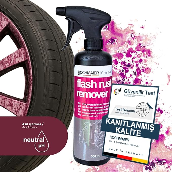 Tozu Temizleyici – pH Nötr ve ASİTSİZ – Jant ve Kaporta Güvenli Metal Tozu Temizleme, Mor Renk Değiştiren Formül (500 ml) - Görsel 2