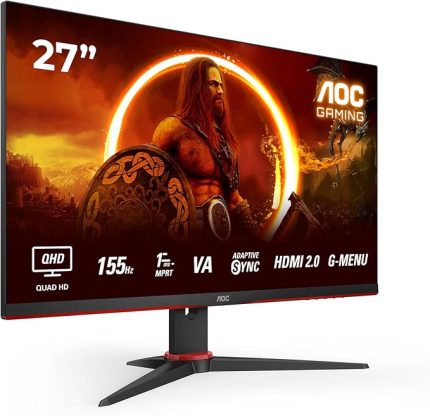 Gaming Q27G2E - 27 inç QHD monitör, 155 Hz, 1 ms MPRT, FreeSync Premium (2560x1440, HDMI, DisplayPort) siyah/kırmızı