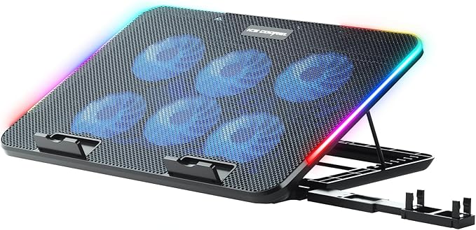 Gaming M60 Laptop Soğutucu, 2500 RPM,10 RGB ışık kontrolü, 15.6-17 inch, Hız kontrolü, 6 Büyük fan,Telefon standı, 2 USB - Görsel 5