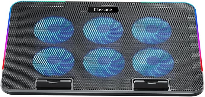 Gaming M60 Laptop Soğutucu, 2500 RPM,10 RGB ışık kontrolü, 15.6-17 inch, Hız kontrolü, 6 Büyük fan,Telefon standı, 2 USB - Görsel 3
